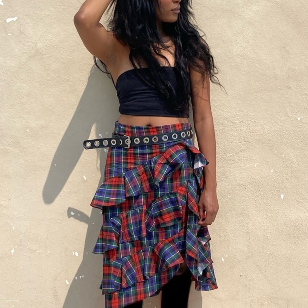 Midi Tartan Plaid Skirt